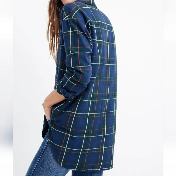 Madewell Flannel Oversized Ex-Boyfriend Button Down T-Shirt sz XXS - Picture 2 of 13